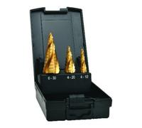 EXACT Exact Forets étagés HSS TiN, 4 cannelures hélicoïdales, 4-30 mm, set 4 pièces Quantité:1