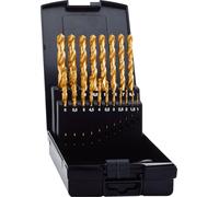 EXACT Jeu de forets hélicoïdaux Ø 1-10 mm, HSS-TiN, 19 pces, DIN338