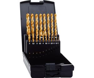 EXACT Jeu de forets hélicoïdaux Ø 1-10 mm, HSS-TiN, 19 pces, DIN338