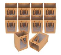 EXAOMBLE 10 Sachets Présents en Papier Kraft Fenêtre pour Emballage Présent Mariage et Pochettes Surprise Anniversaire Poignées Pratiques Format Moyen