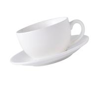 EXAOMBLE 1ensemble Set de Tasses à Café Céramique Blanche avec Soucoupes Design Élégant et Surface Lisse Poignée Confortable Anti-brûlure Résistant et Facile à Nettoyer pour Service de Thé