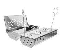 EXAOMBLE 2 Pièces Boîte à Fumée à Copeaux de Bois en Acier Inoxydable, Boîte Fumoir à Viande, Argenté, Grand et Petit, pour Barbecue et Grillades en Extérieur, Portable