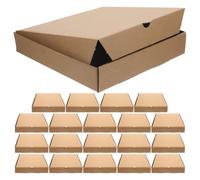 EXAOMBLE 20 Pièces Boîte à Pizza en Papier Kraft Carrée Couvercle Ajusté, Structure Pliable, Protège les Fuites et L'effondrement, pour Bureaux et Résidences