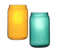 EXAOMBLE 2pcs Verres à Eau Colorés en Verre Épais Bouche Renforcée, Texture Agréable, Design Créatif et Élégant, pour Anniversaires et Bars