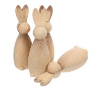 EXAOMBLE 4 Pièces Lapins en Bois Inachevés pour Loisirs Créatifs, Sculpture DIY de Pâques, Décoration de Table Printanière, Matériau Bois Naturel pour Projets de Groupe
