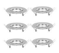EXAOMBLE 6 Pièces Support Encastré pour Spot Gu10 en Fer Argenté, Compatible Large, Fixation Multi-angle pour Maison et Vitrines au Style Moderne Minimaliste