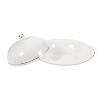 EXAOMBLE Assiette en Céramique Blanche Couvercle Dôme, Assiette à Dessert Décorative, pour Snacks et Noix Cuisine ou Salle à Manger