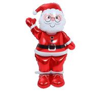 EXAOMBLE Ballon Géant de Noël Père Noël Debout en Film Aluminium Rouge, Décoration Festive Réutilisable et Facile à Installer pour Maison et Réunions Familiales