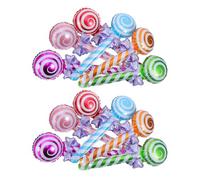 EXAOMBLE Ballons en Aluminium Carnaval Noël Lot de 12 Forme Sucette Ronde Gonflable Facile à Suspendre Décoratif Joyeux pour Fête D'garçon et Filles