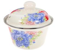 EXAOMBLE Bassine en Émail avec Couvercle Cuisine, Bol Multi-usage sans Bavures, Conserve Fraîcheur des Aliments, Style Vintage pour Préparation et Service Plusieurs styles