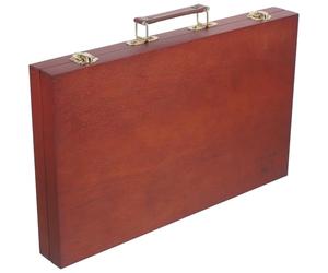 EXAOMBLE Boîte à Outils de Peinture Bois avec Poignée Confortable Rangement Compact et Compartiments Sécurisés pour Stylos Pigments et Accessoires Artistes