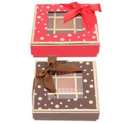 EXAOMBLE Boîte de Chocolats 9 Cases en Papier Rouge et Noir, Coffret Présent Carré pour Bonbons et Bijoux, Saint-valentin et Anniversaires