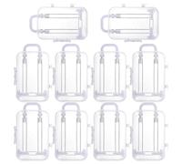 EXAOMBLE Boîtes de Rangement Mini Valises Blanches à Roulettes Lot de 10, Boîtes à Bonbons en Plastique pour Enterrement de Vie de Jeune Fille et Mariage