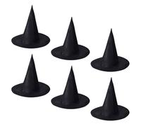 EXAOMBLE Chapeaux de Sorcière Résistants Lot de 6 en Tissu Oxford Noirs Accessoires Classiques Pointus et Solide pour Fête d'Halloween pour Soirées Déguisées