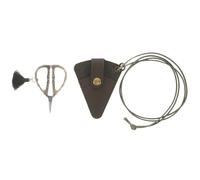 EXAOMBLE Ciseaux Broderie Vintage avec Poignée Bambou Petits Ciseaux de Couture Précis avec Étui Cuir Outils Artisanaux pour Coupe Tissu et Travaux Manuels