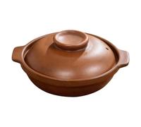 EXAOMBLE Cocotte Compatible Tous Feux avec Couvercle en Argile Marron 1,3l Facile à Nettoyer pour Cuisson Quotidienne et Plats de Riz
