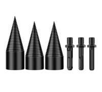 EXAOMBLE Foret à Fendre le Bois Conique 3pcs en Acier Haute Dureté sans Lames Mobiles pour Outil de Travail du Bois et Chauffage