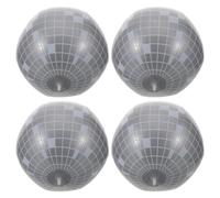 EXAOMBLE Lot de 4 Ballons en Aluminium Disco Argentés Ronds en Pvc Réutilisables, Décoration Photogénique pour Fête Disco et Soirée Dansante Rétro