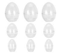 EXAOMBLE Lot de 9 Œufs de Pâques en Plastique Transparent à Fond Plat, Boîtes à Bonbons Solide et Présentation Festive pour Fête de Pâques et Événements en Groupe