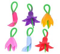 EXAOMBLE Marqueurs de Verre à Vin en Silicone Forme Fleur 6pcs Identification Boisson Couleurs Variées Décoration pour Anniversaire et Pendaison de Crémaillère Couleur