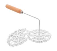 EXAOMBLE Moule à Biscuits Polyvalent en Alliage D'aluminium Long Manche en Bois pour Friture, pour Hôtels et Restaurants, Forme Traditionnelle pour Gaufres et Fondant