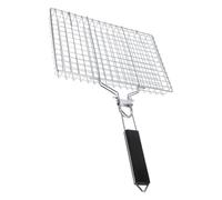 EXAOMBLE Panier Grill Barbecue Pliable Carré en Acier Inoxydable, Renforcé | Argenté, Facile à Tenir et Portable, Résiste à Chaleur Élevée, Capacité de Charge Élevée