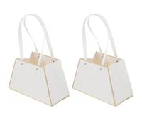 EXAOMBLE Paquet à Bouquets de Fleurs en Papier Blanc Anses Longues, Design Innovant, Matériau Pvc et Papier, Forme Trapézoïdale, pour Emballage de Fleurs et Fruits, Lot de 2