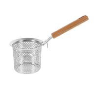 EXAOMBLE Passoire en Acier Inoxydable Légère Poignée en Bois, Panier Égouttoir Multifonction pour Pâtes, Friture et Filtration Alimentaire Cuisine
