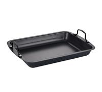 EXAOMBLE Plat de Cuisson Rectangulaire Facile à Nettoyer en Acier Inoxydable Noir Multi-usages pour Griller et Rôtir Finition Polie Élégante