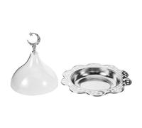EXAOMBLE Plateau à Dessert Européen en Fer et Acrylique Argenté Couvercle Transparent, Plateau Rond pour Fruits Secs, Noix et Bonbons, pour Décorations Festives et Réunions Inoubliables