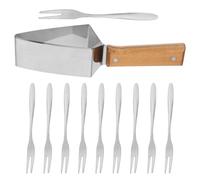 EXAOMBLE Set Cuisine pour Découpe Pastèque et Melon en Acier Inoxydable avec 10 Fourchettes, Outil Sûr et Convivial pour Repas en Plein