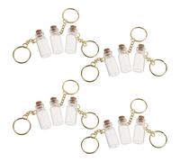 EXCEART 12 Pièces Mini Bouteilles en Verre 2ml avec Bouchon Liège et Porte-clés Métal, Petits Bocaux Élégants en Verre et Bois, pour Décoration Maison et Rangement Voyage