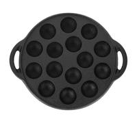 EXCEART 15 Trous Poêle en Fonte Épaisse pour Escargots et Boulettes | Surface Lisse, Haute , Usage Restaurant Cuisine Occidentale, Finition Noire, Fer