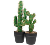 EXCEART 2 Pièces Cactus Artificiel en Plastique Vert, Pot Décoratif