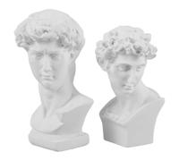 EXCEART 2 Pièces Figurine Romaine Buste David en Résine Blanc, Décoration de Bureau Chambre, Statue de Table, Ornement pour Bibliothèque