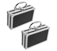 EXCEART 2 Pièces Mallette à Outils en Aluminium Noire, Style Serviette, | Protection Antichoc avec Mousse, Bords Renforcés et Ouverture Complète, pour Instruments Sensibles et Petites Pièces