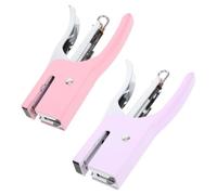 EXCEART 2 Pièces Mini Agrafeuse Pince Manuelle 16 Feuilles Métal pour | Format Compact, Agrafes 10 Compatibles, Usage une Main, Deux Couleurs Pastel Rose et Violet