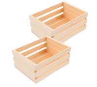 EXCEART 2 Pièces Mini Panier de Rangement en Bois, 20x15x7 CM | Style Rustique Réaliste, pour Scène Miniature et Jeu D’imitation, Teinte Kaki, Finition Détaillée