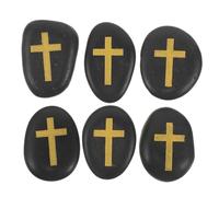 EXCEART 6 Pièces Pierre de Prière Croix Gravée, Galet Noir Poli 4,5 CM | Souvenir Inspirant pour Chrétien, Soutien Quotidien à Prière, Format Poche, pour Bureau et Table de Nuit