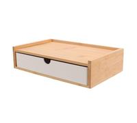EXCEART Boîte de Rangement pour Bureau à Tiroirs en Bambou ABS Blanc | Compartiments Transparents, Sections Coulissantes Empilées, Format Compact, pour Accessoires de Bureau et Petits Appareils