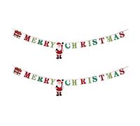 EXCEART Décor De Lettre 2Pcs Noël Papier Bannière Guirlande de Noël Banderoles Fanion Banderoles Drapeaux Joyeux Bunting Lettre Un Décor