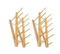 EXCEART Égouttoir Vertical en Bois 5 étages, Lot de 2 Supports pour Plateau, Organiseur de Table pour œuvres d'art, Photos et Magazines