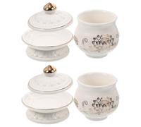 EXCEART Lot de 2 Tasses en Porcelaine Céramique Blanche pour Offrande D'eau Bénite, Décor Lotus Élégant, Fournitures Bouddhistes pour Usage Quotidien ou Salle de Bouddha