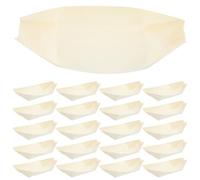 EXCEART Lot de 50 Bateaux de Nourriture en Bois Jetables, Assiettes de Service de Bateau, Matériau Bois Fiable, Design Créatif pour Fêtes et Cinémas