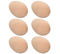 EXCEART Lot de 6 Faux Œufs en Bois Robustes Couleur Kaki Surface Vierge pour Décoration de Nid et Activités de Peinture Lors de Fêtes