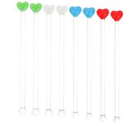 EXCEART Lot de 8 Agitateurs à Cocktail en Verre de Cœur pour Mélanger et Remuer, Design Élégant et Coloré, pour Cafés et Bars à Cocktails Réutilisable