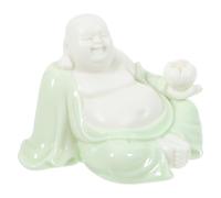 EXCEART Petite Figurine de Bouddha Maitreya en Céramique Blanche, Ornement Décoratif Élégant pour Bureau et Chambre, Artisanat Délicat et Collectible