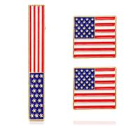 EXCEART Pince à Cravate Forme Drapeau Américain 3d en Alliage et Boutons de Manchette Tenue Sécurisée pour Hommes et Femmes pour Événements et Fêtes