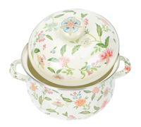 EXCEART Pot à Soupe Émaillé Vintage Double Anse, Marmite Pratique en Émail Épais, Ustensile Cuisine Polyvalent Maison, Compatible Cuisinière à Induction et Gaz