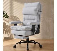 EXCEBET Chaise de Bureau Ergonomique à Ressorts Ensachés, Fauteuil de Bureau en Tissu avec Repose-Pieds, Dossier Inclinable 155°, Grande Taille 180 kg, Assise Large(Gris Clair)